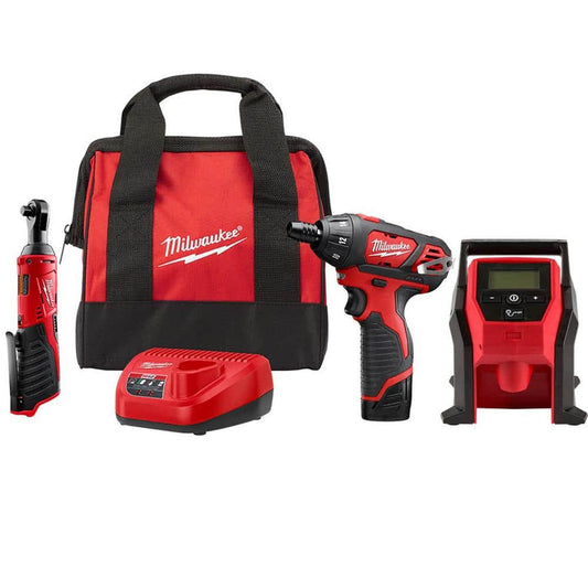 M12 12v Lithium-Ion 2-Tool Cordless 3/8 In. Ratchet & Screwdriver Combo Kit W/3/8 In. Drive Mechanics & Impact Sockets