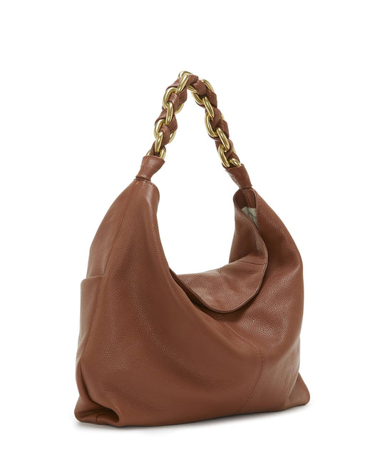 Lyona Leather Hobo Bag In Cranberry Indpeb