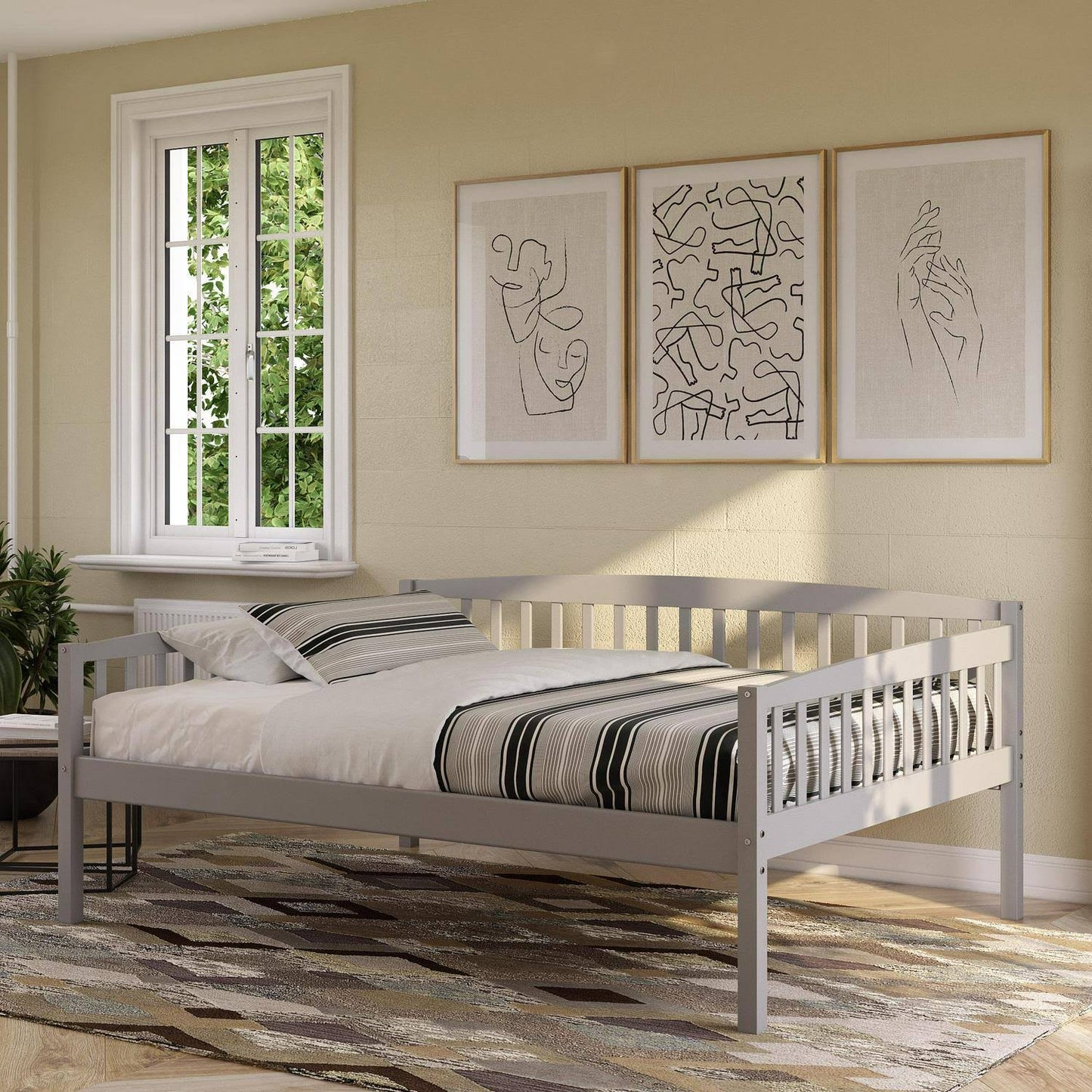 Lydia Daybed, Full Size Wood Frame, Gray