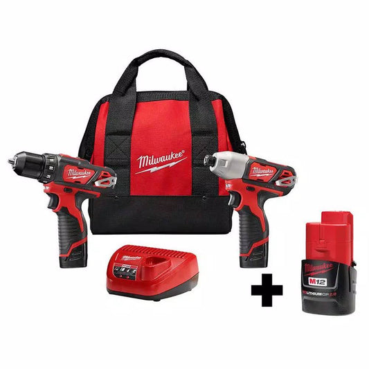 M12 12v Lithium-Ion Cordless Drill Driver/Impact Driver Combo Kit (2-Tool) W/ Impact Duty Driver Bit Set (40-Piece)