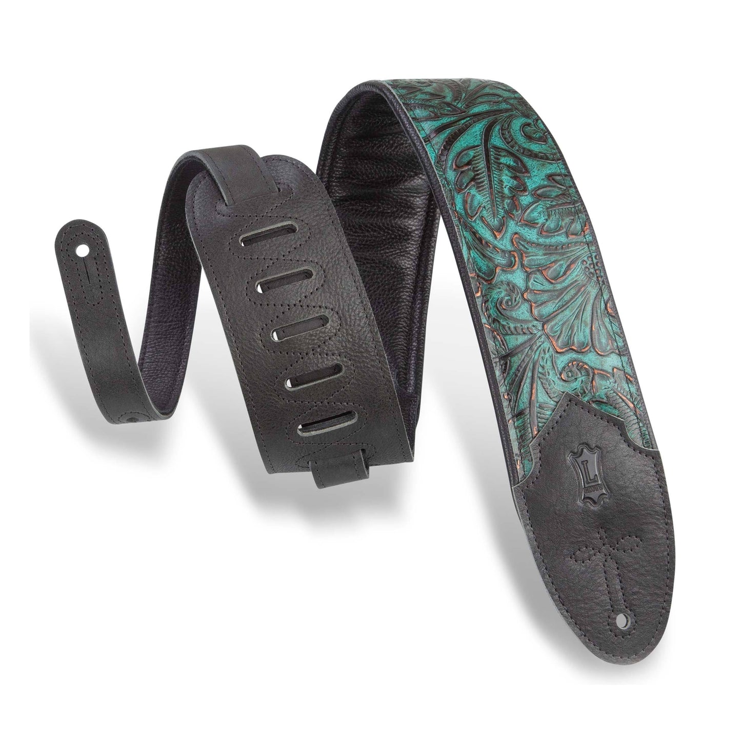 M4wp-001 3" Wide Embossed Leather Guitar Strap