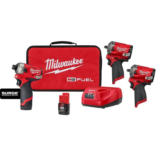 M12 Fuel Surge 12v Lithium-Ion Cordless Impact Driver Kit W/Impact Wrenches & Saw Cutoff Saw