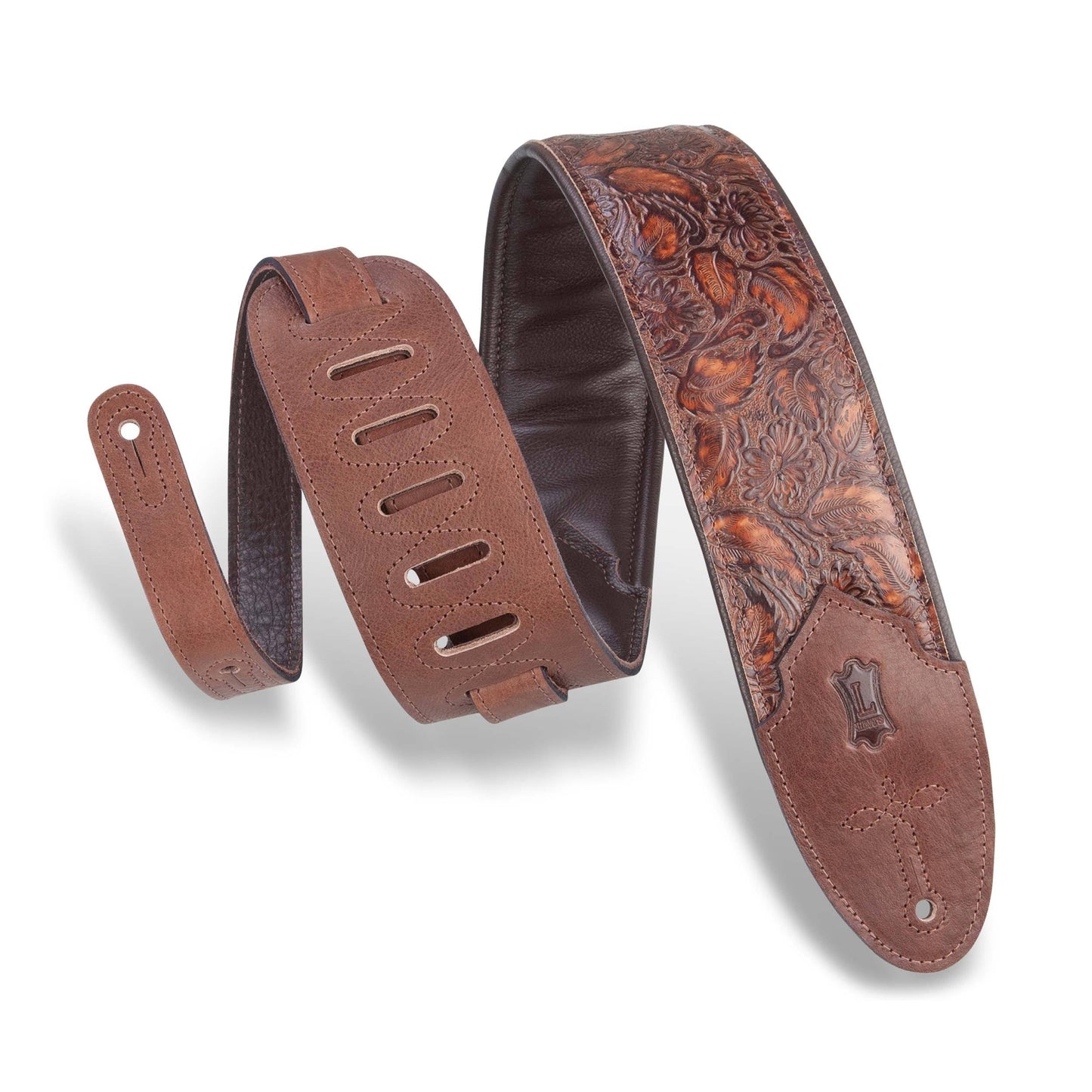 M4wp-004 3" Wide Embossed Leather Guitar Strap