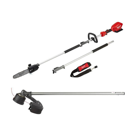 M18 Fuel 10 In. 18-Volt Lithium-Ion Brushless Electric Cordless Pole Saw W/M18 Quik-Lok 16 In. String Trimmer Attachment